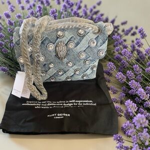 Kurt Geiger Light Blue Denim Embellished Shoulder Bag